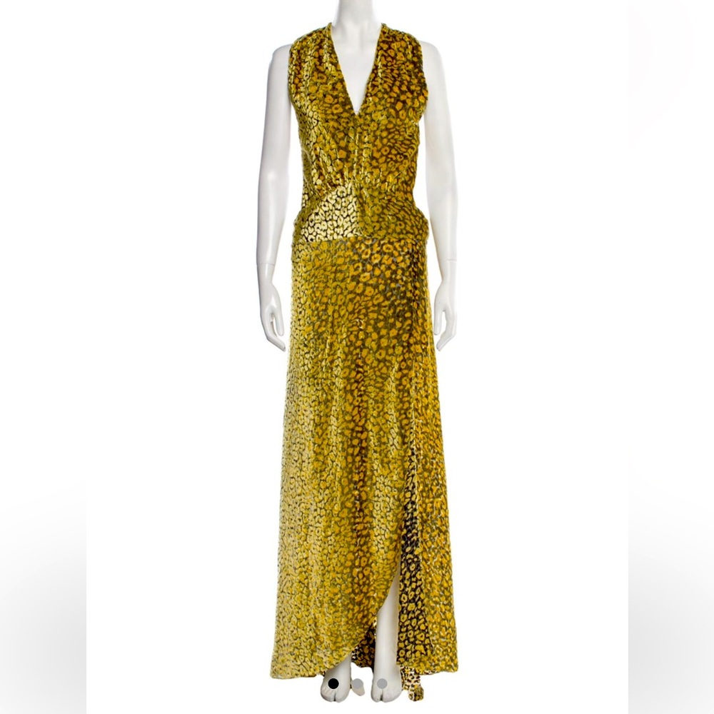 Adriana Iglesias Paris Velvet Leopard-Print Maxi Dress gown